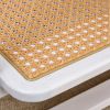 Modern minimalist white double layered solid wood coffee table. Glass tabletop, imitation rattan edge table. Rectangular table suitable for living roo