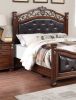 Formal Traditional Dark Cherry 1pc Eastern King Size Bed Tufted Faux Leather Headboard Footboard Bedframe