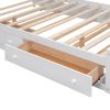 Full Size Wooden Bed With All-in-One Cabinet, Shelf and Sockets, White