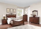 Formal Traditional Dark Cherry Color 1pc Queen Size Bed Tufted Faux Leather Headboard Footboard Bedframe