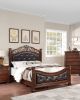 Formal Traditional Dark Cherry 1pc Eastern King Size Bed Tufted Faux Leather Headboard Footboard Bedframe