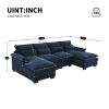 [VIDEO provided][New]110*55" Modern U-shaped Sectional Sofa with Waist Pillows,6-seat Upholstered Symmetrical Sofa Furniture,Sleeper Sofa Couch with C