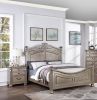 Formal Traditional Antique Silver 1pc California King Size Bed Unique Design Headboard Footboard Bedframe