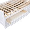Twin Size Wood Platformbed with Vertical All-in-One Cabinet and 4 Drawers on each side, White