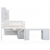 Full Size Wooden Loft Bed Big Storage with Under-bed Desk, with Drawers, with Shelves, White